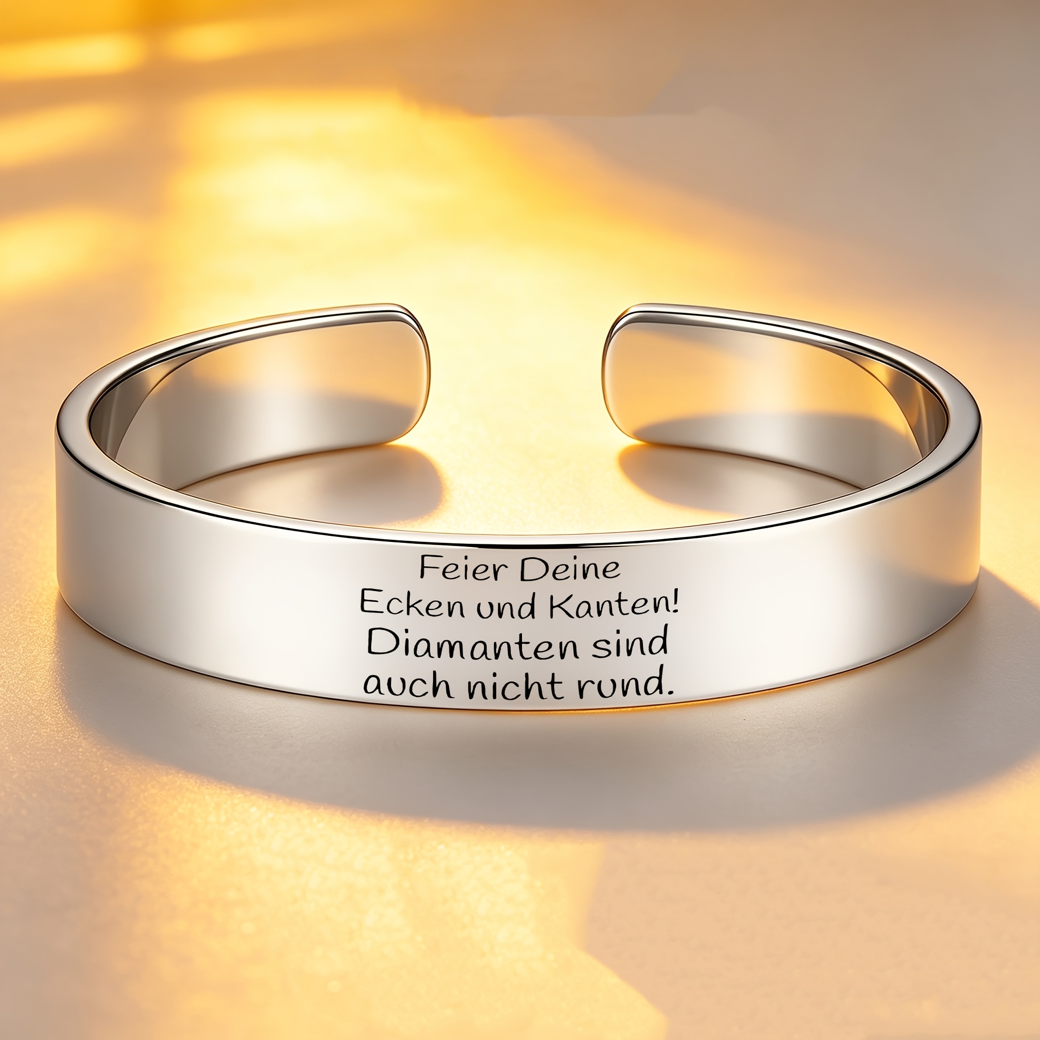 German Proverb 304 Stainless Steel Open Bangle Bracelet